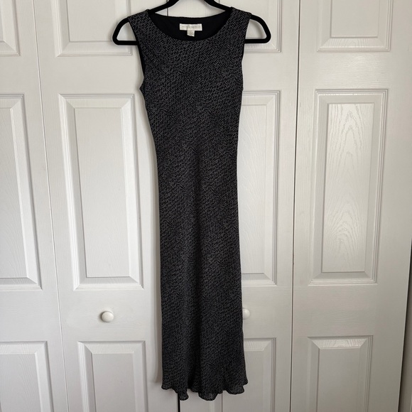 Petite Sophisticate Dress Womens 4 Black Silk Geometric Sleeveless Midi Career - Picture 4 of 11